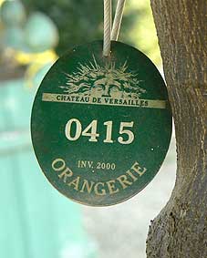 Versailles orangerie plant tags